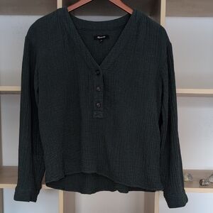 Madewell Forest Green Textured Button-Down Shirt